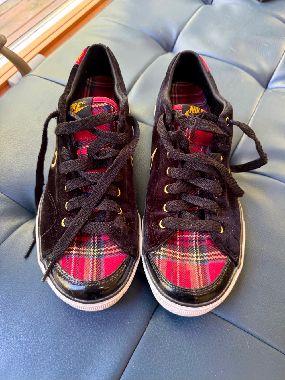 Velvet plaid Nikes.